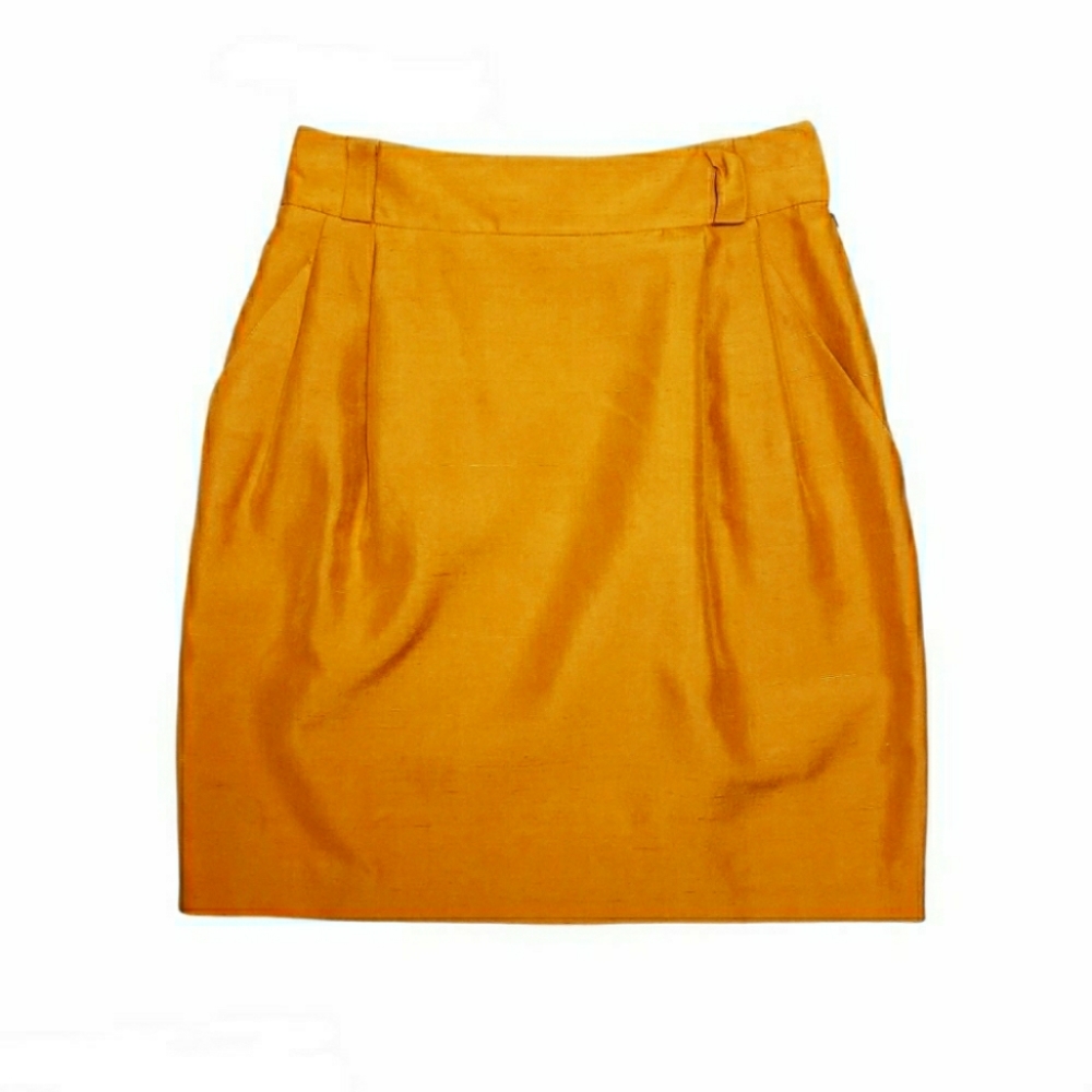 LINDA ALLARD for ELLEN TRACY Vintage 100% Silk Gold Skirt Size 10